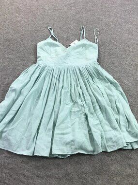 Aéropostale Dress Womens M Green Embroidered Smocked Fit Flare Lined Sundress